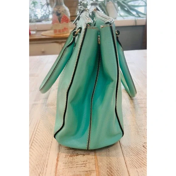 Kate Spade New York Turquoise Leather Satchel Handbag - Picture 4 of 10